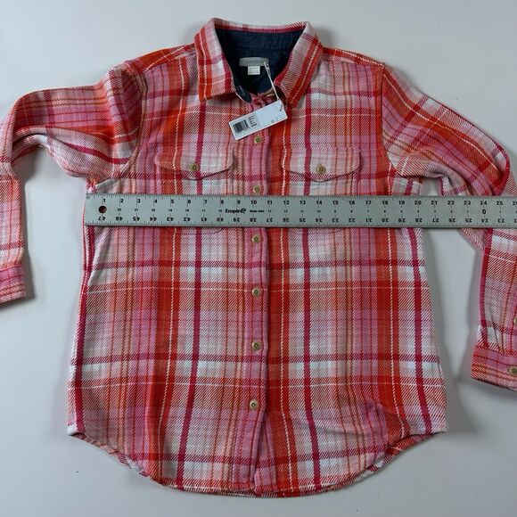 Outerknown Blanket Plaid Shirt Womens Flannel Long Sleeve Pink Orange XS/S - Picture 7 of 8